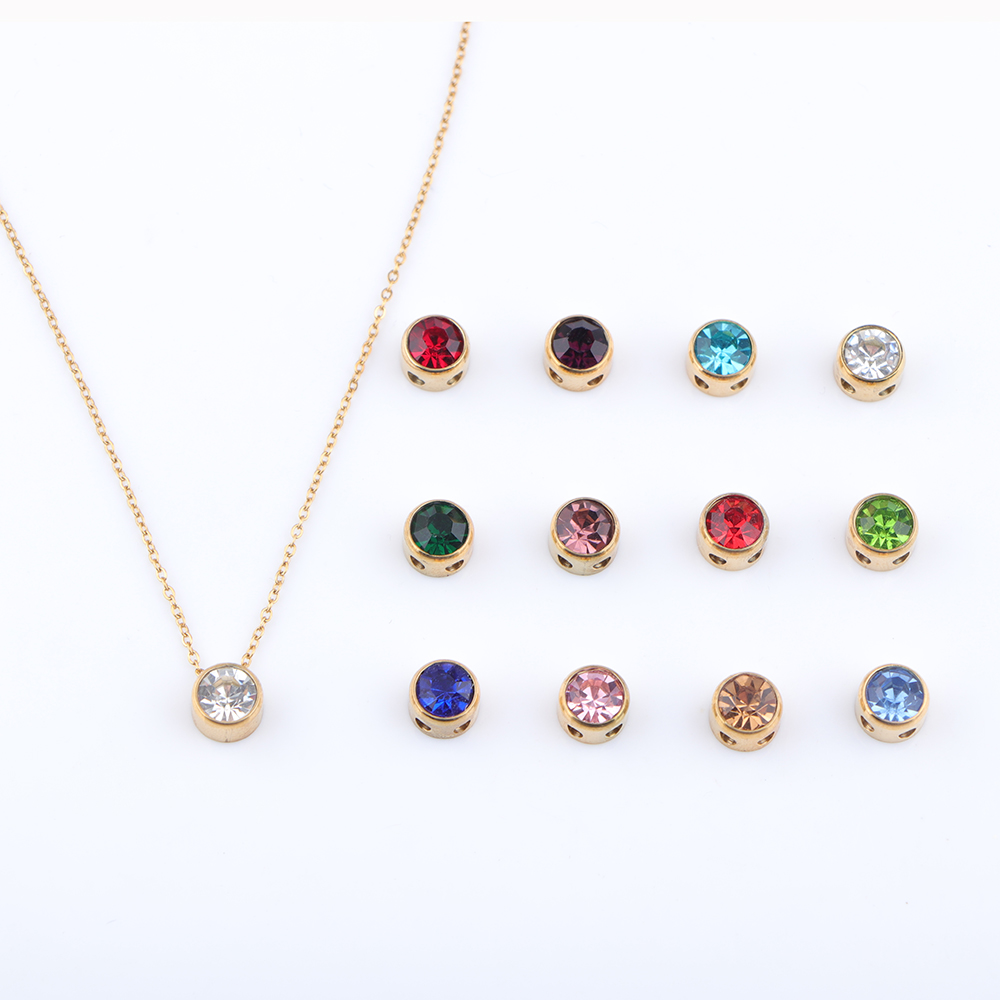 Birth Flower Necklace - الفولاذ المقاوم للصدأ 12 جوهرة قلادة