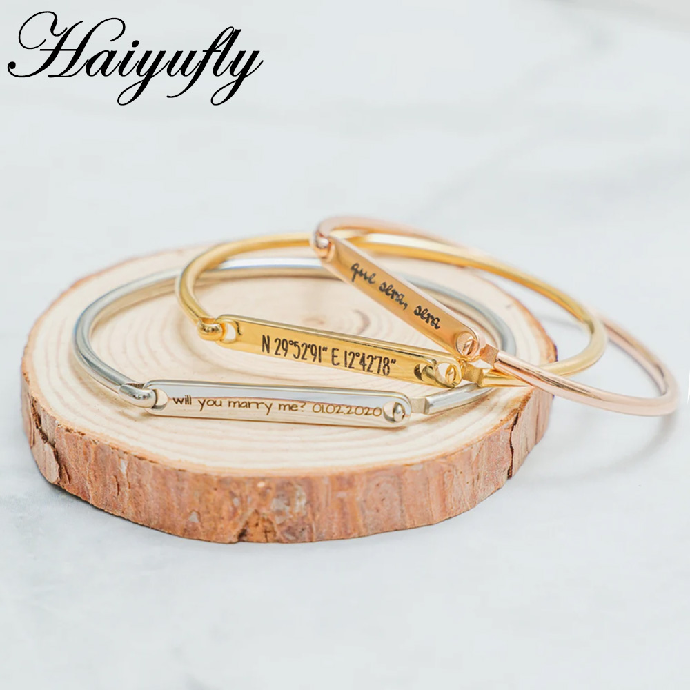 Coordinates Bracelet - Haiyufly نقش اسم حدوة الحصان سوار