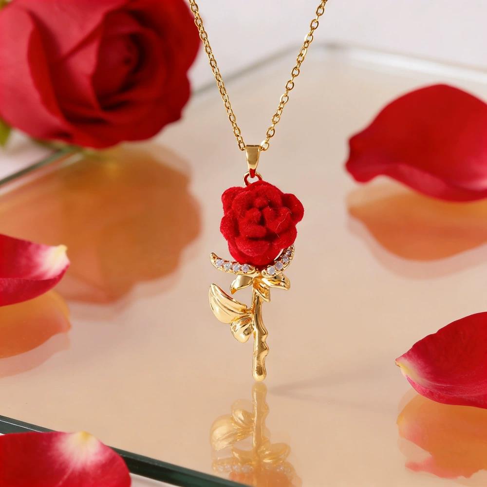 Birth Flower Necklace - قلادة وردة نسائية بتصميم فرنسي -