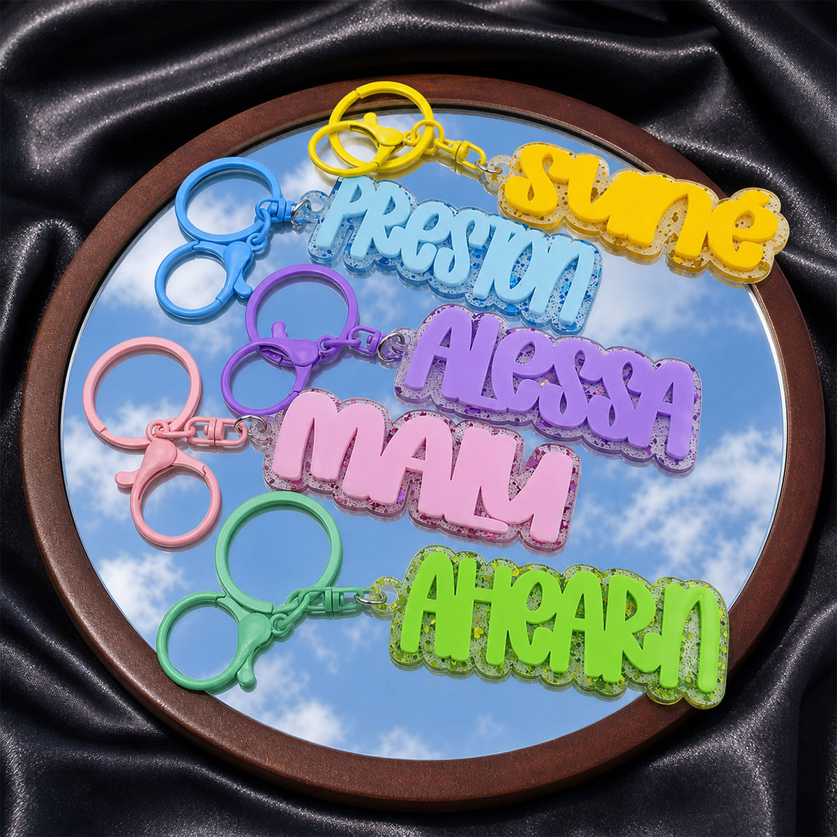 Initial Ring Custom - سلسلة مفاتيح أكريليك مخصصة بالاسم، سلسلة