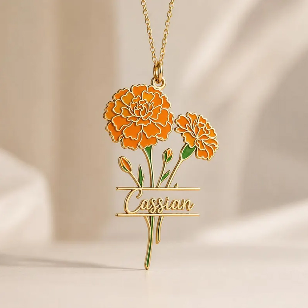 قلادة باسم مخصص مع زهرة الميلا - مراجعة Birth Flower Necklace وسعره