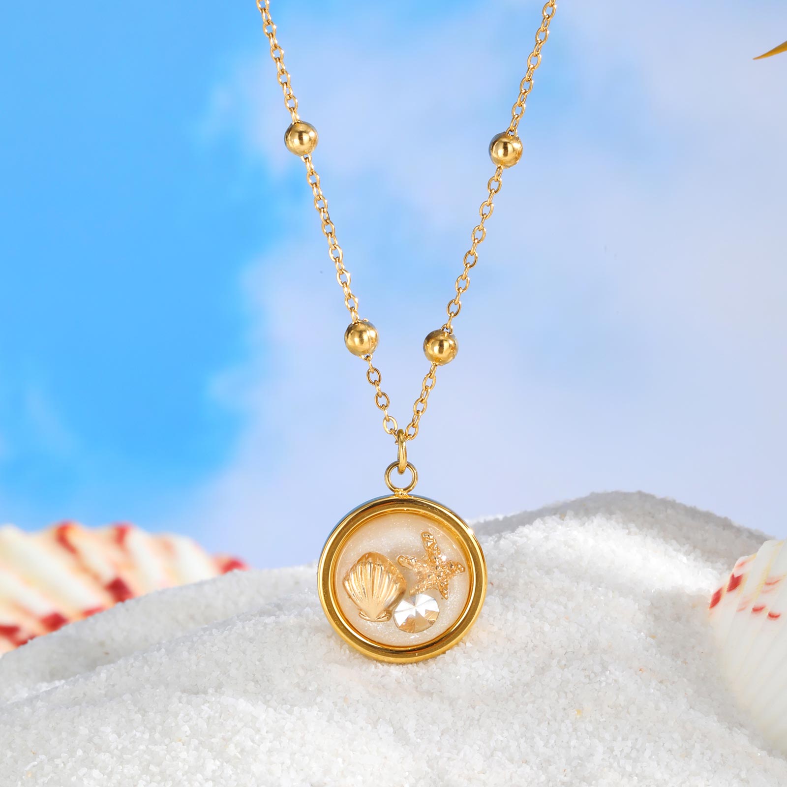 قلادة دائرية للنساء مع قذيفة ن - مراجعة Birth Flower Necklace وسعره